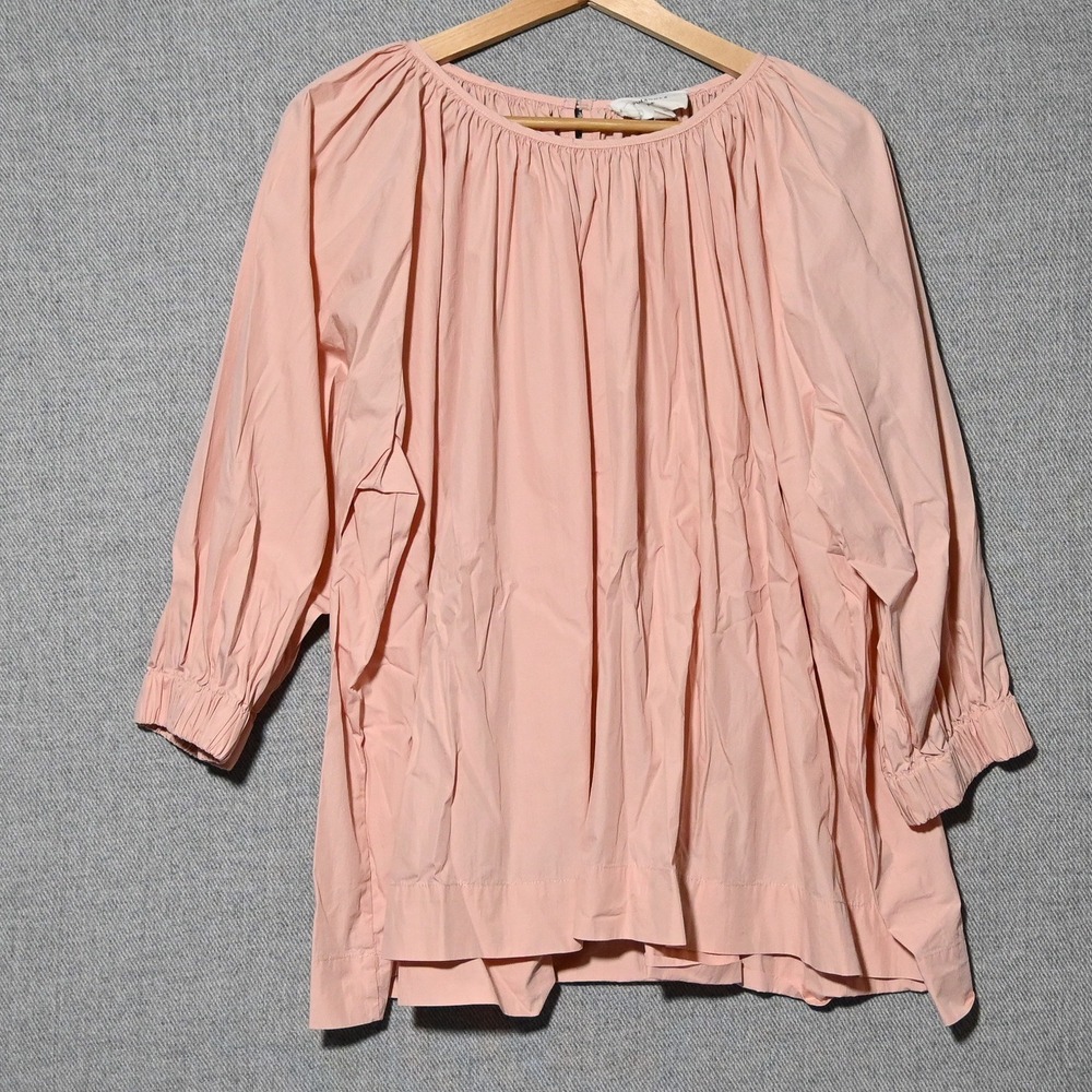 Pomander Place Blouse Womens XL Gathered Neck 3/4 Sleeve Peach Pink Y23313T